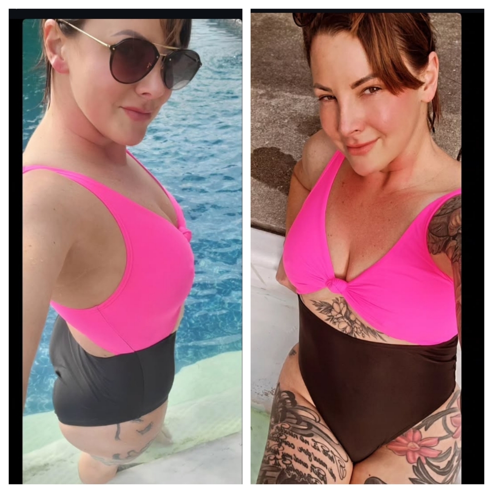 Tommy Hilfiger Pink and Black One-Piece Swimsuit